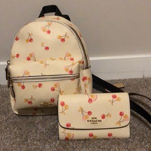 Cherry Coach mini backpack and matching wallet!